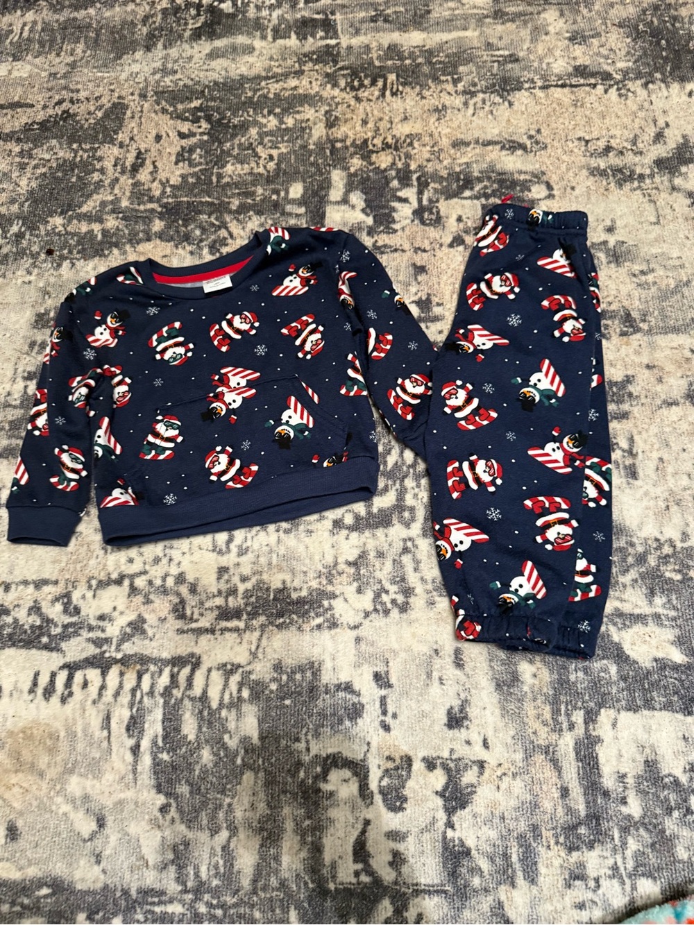 Kids Navy Santa Print Set